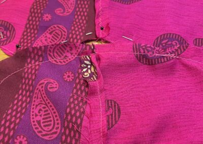 äußere Augenkissenhülle, abgesteckt und bereit zum Vernähen