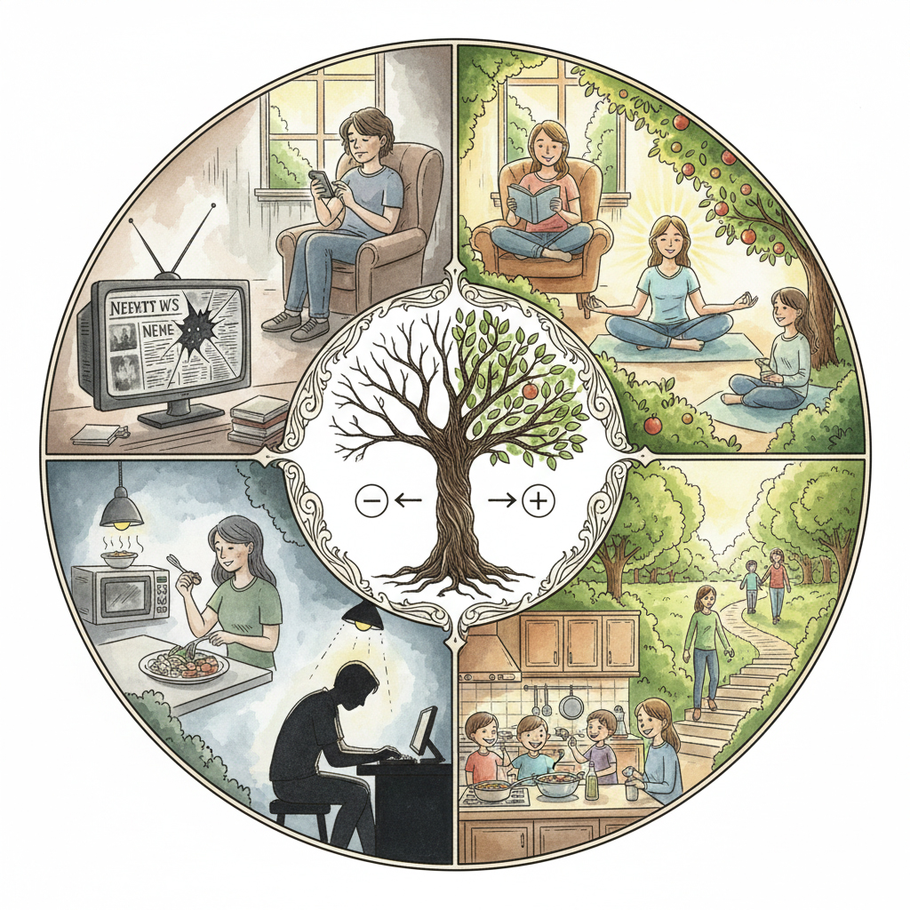 Es zeigt die Veränderung, durch Verzicht - Reduzierung der Energieräuber